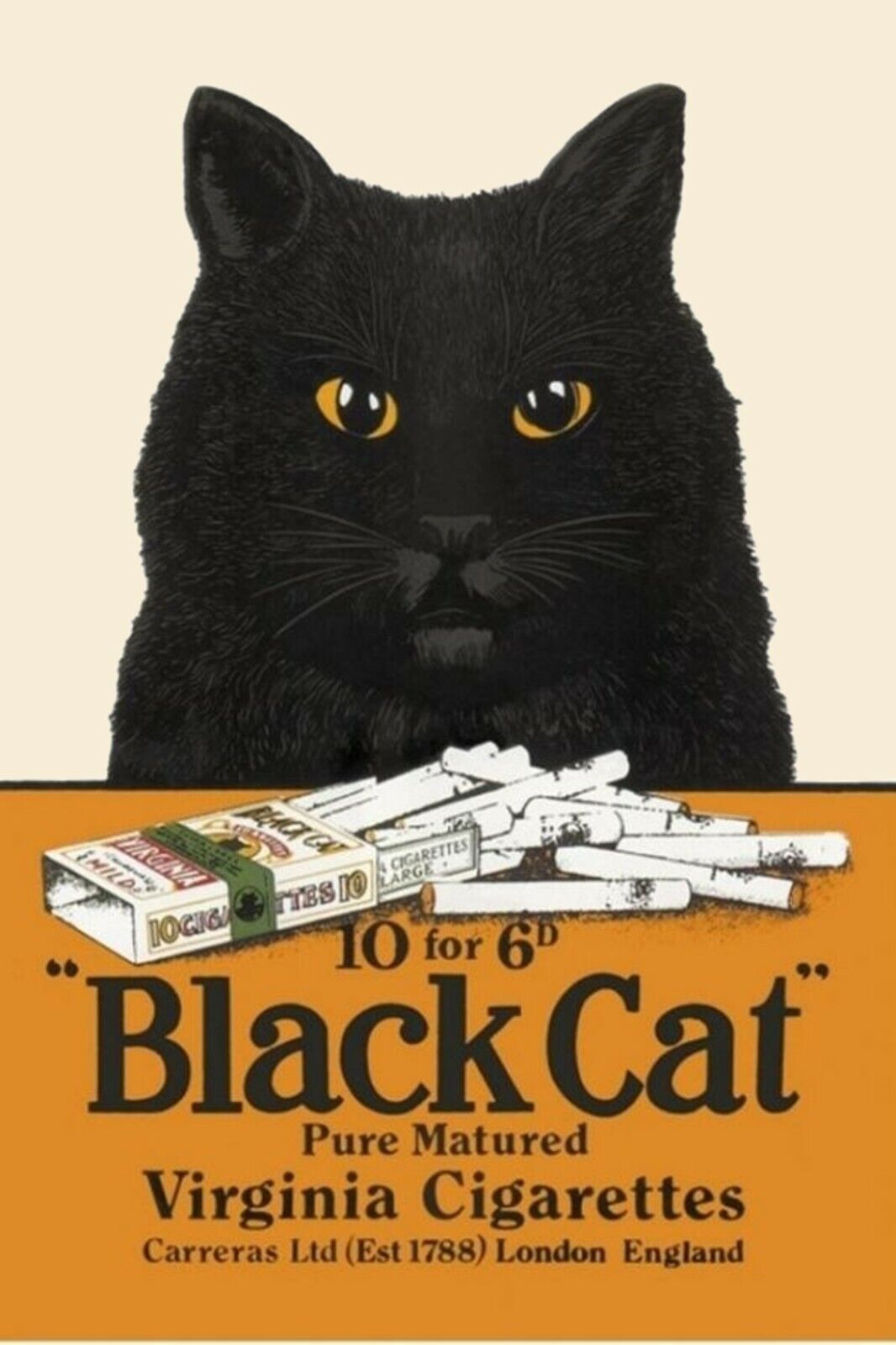 1950s VIRGINIA CIGARETTES CARRERAS BLACK CAT LONDON  Ads Vintage Postcard #93