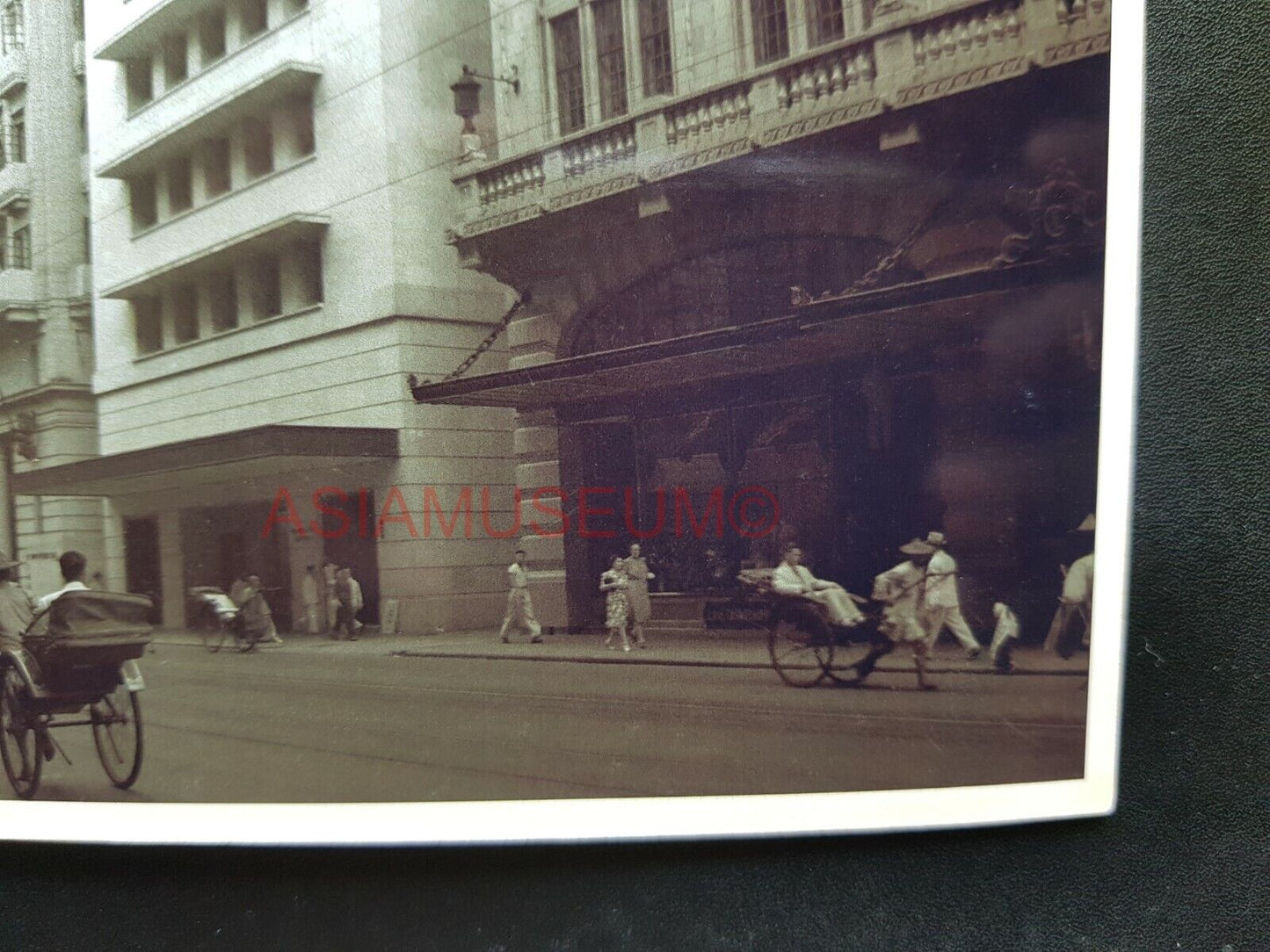 40s Des Voeux Road Central Rickshaw Tram Bus Hong Kong Photo Postcard RPPC #1673