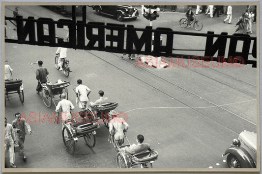 40's Street Scene Rickshaw Car Bicycle Hong Kong Vintage Photo Postcard RPPC 384