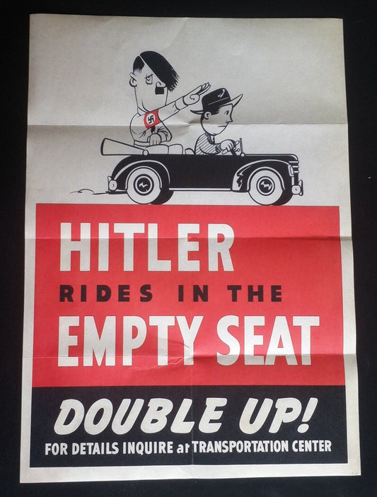 1943 WWii USA AMERICA ALLIES WW2 ANTI ENEMY WAR CAR POOL TRUCK PROPAGANDA POSTER