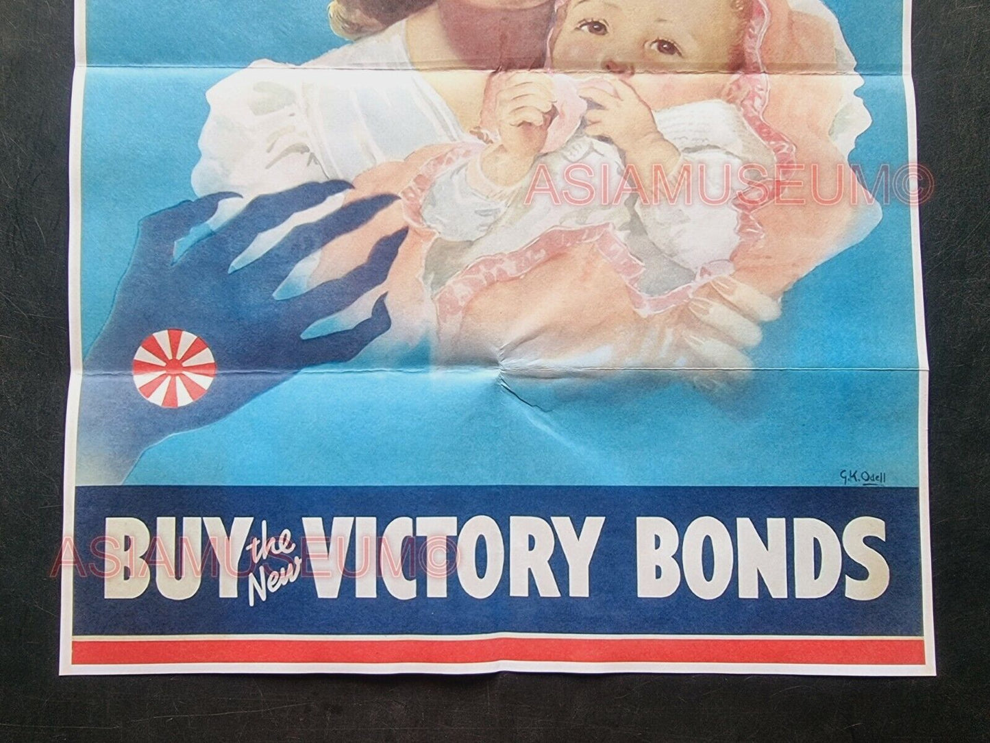 1943 WW2 AMERICA WOMEN BABY GIRL BUY WAR VICTORY BONDS JAPAN PROPAGANDA POSTER