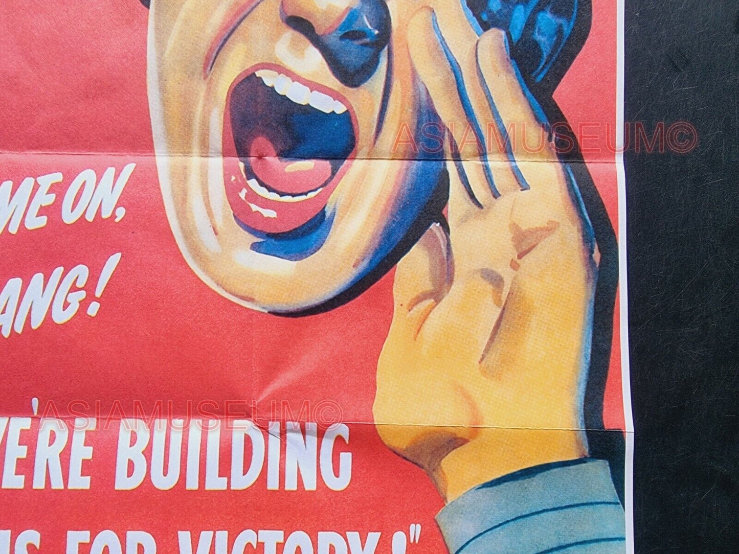 1943 WW2 USA AMERICA FACTORY BUILDING ARMS FOR VICTORY BATTLE  PROPAGANDA POSTER