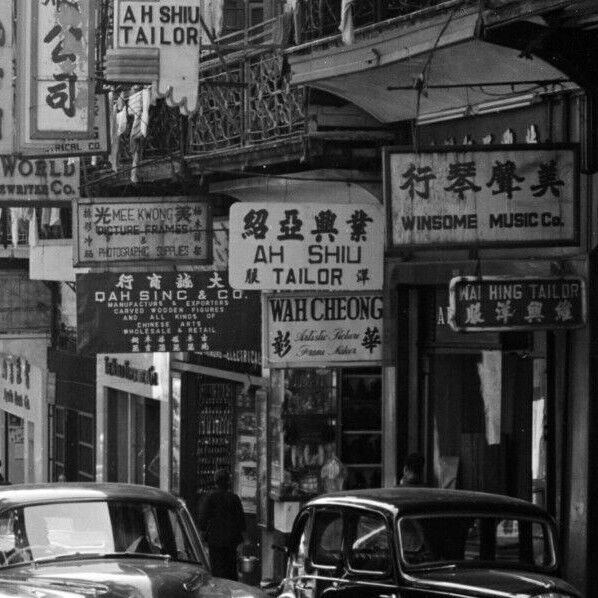 40's LARGE HONG KONG CENTRAL CAR STREET SCENE LADY Old Vintage Photo 香港老照片 #98