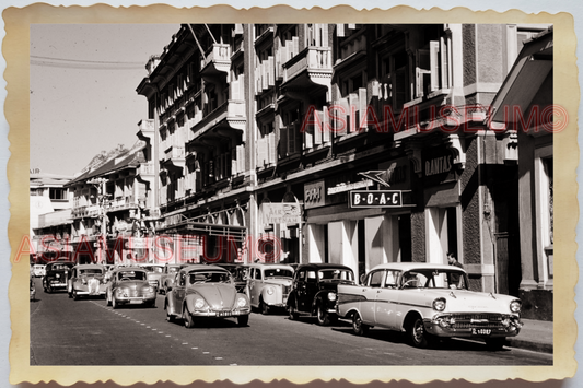 50s THAILAND BANGKOK SHOP BUILDING CAR RESTAURANT STREET AD Vintage Photo 36906