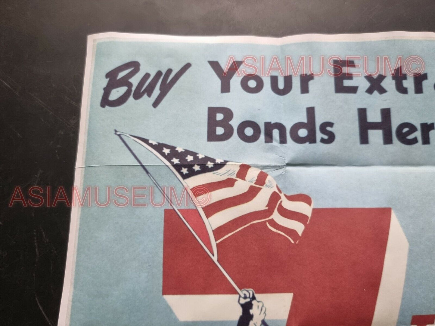 1941 WW2 USA AMERICA BUY WAR BOND SOLDIER ARMY IWO JIMA FLAG PROPAGANDA POSTER