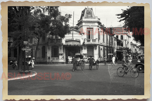 40s WW2 Vietnam HANOI CITY HALL BICYCLE RICKSHAW CAR STREET Vintage Photo 04312