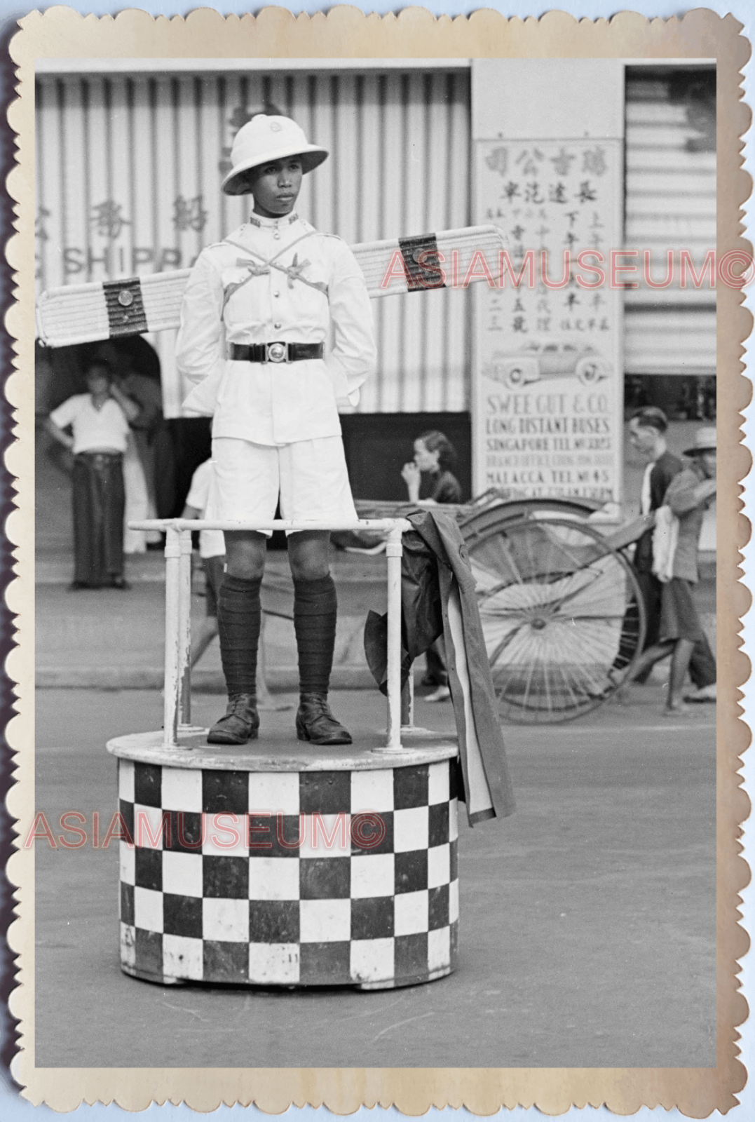 WW2 BRITISH COLONIAL POLICE TRAFFIC STREET ROAD  Vintage Singapore Photo 17685