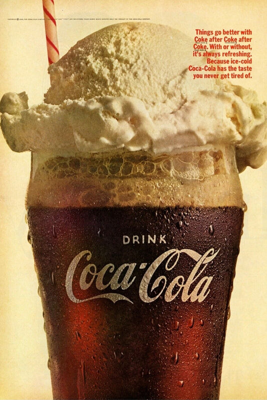 1950s Coke Cola Glass Ice Cream Coke Vanilla Drink Soda ads Vintage Postcard 75