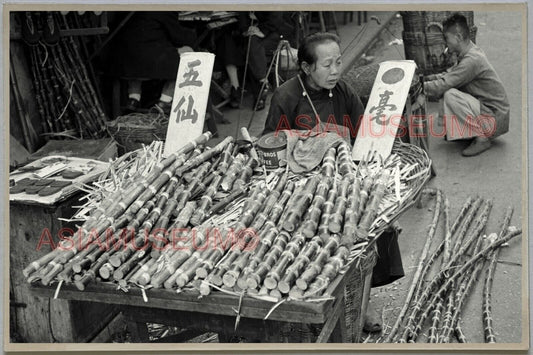 1940's WW2 Women Street Scene Vendor Hong Kong Vintage Photo Postcard RPPC 142