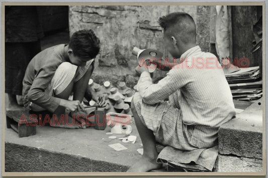 40's WW2 War Paper Gas Mask Children Hong Kong Vintage Photo Postcard RPPC #399