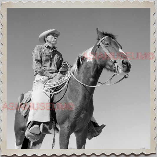 50s FORT STOCKTON PECOS COUNTY TEXAS COWBOY MAN HORSE VINTAGE USA Photo 11350