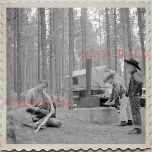 50s GRAND TETON NATIONAL PARK JACKSON HOLE WYOMING CAMPING OLD USA Photo 11394