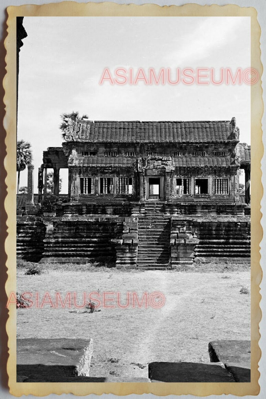 40s Vietnam War SAIGON BUDDHIST TEMPLE RUIN WAR FORTRESS WALL Vintage Photo 1697