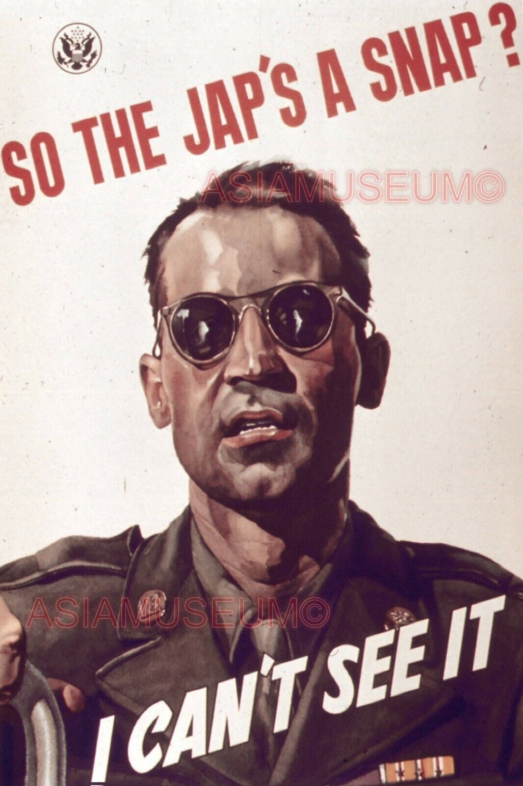 1943 WW2 USA AMERICA SUNGLASSES AR MY SOLDIER ANTI JAPANESE PROPAGANDA Postcard