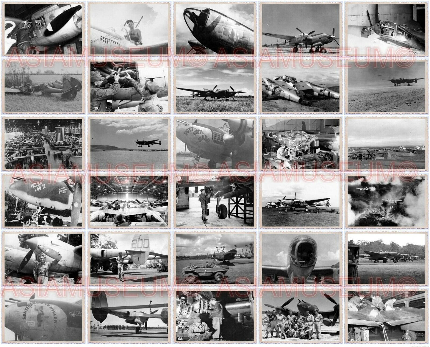 341pcs WW2 USA P-38 P38 Aircraft Plane Fighter Carrier Navy Pilot Vintage Photo