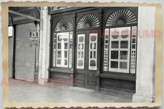 40s WW2 Vietnam HANOI STREET SCENE SHOP STORE STAINED GLASS Vintage Photo 23779