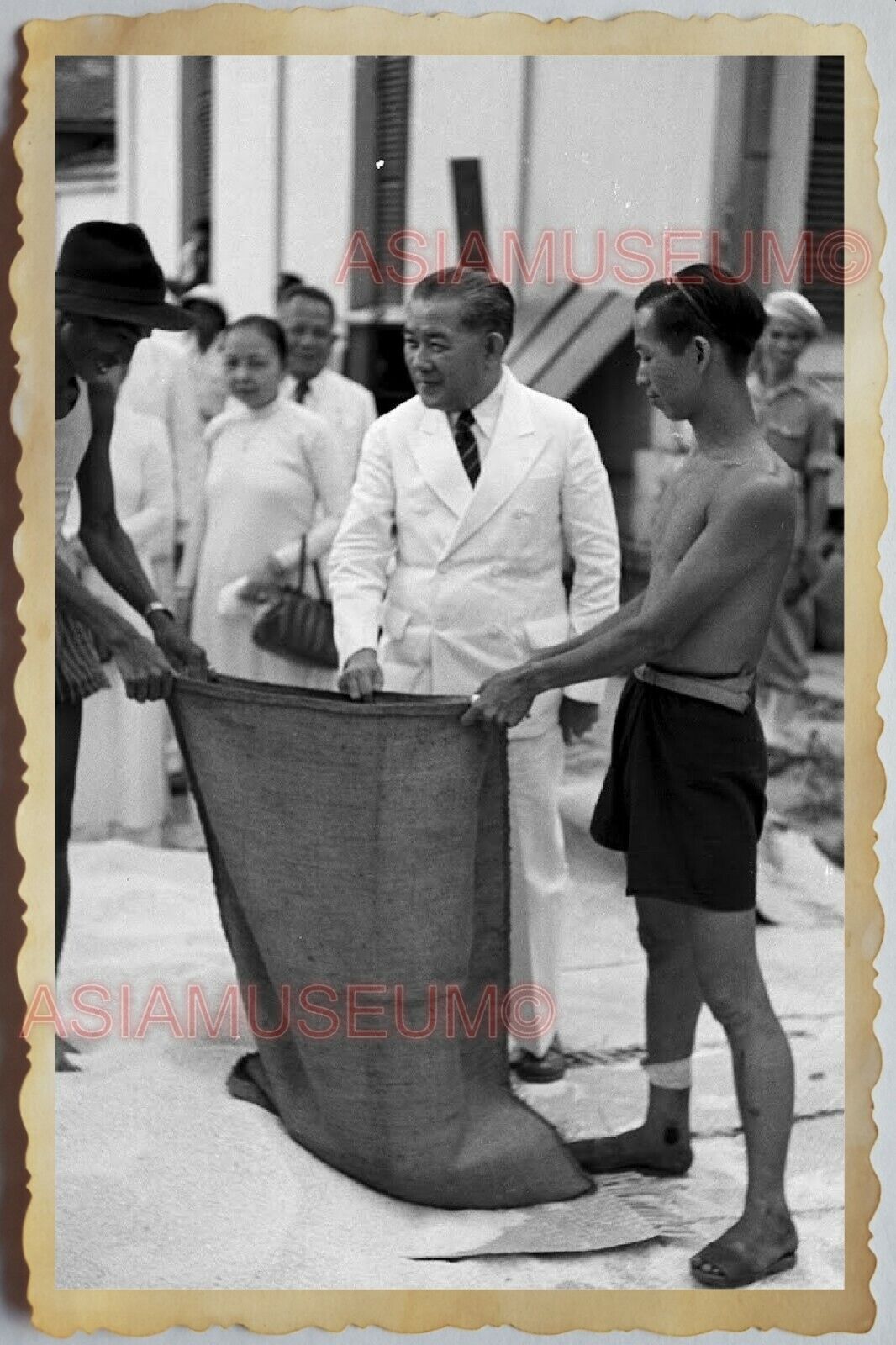 50s Vietnam SAIGON HO CHI MINH RICE MILL FACTORY MAN SUIT WAR Vintage Photo #888