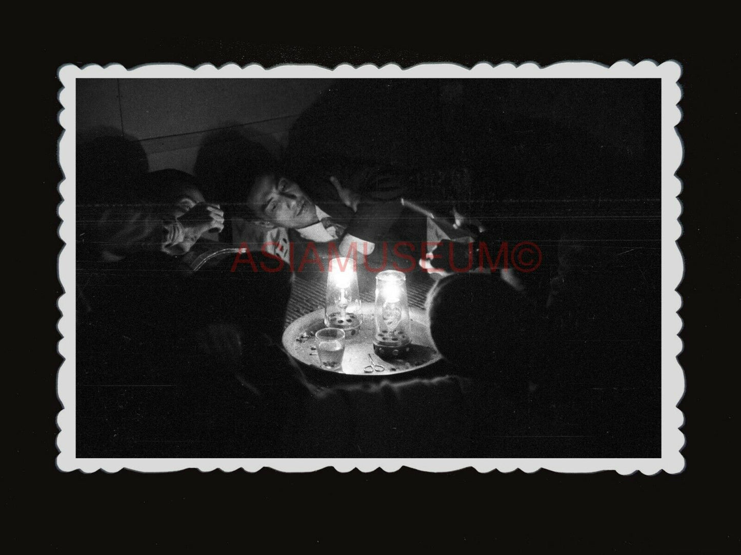 1950s MAN SMOKING OPIUM DEN DRUG WAR BRITISH B&W Vintage Hong Kong Photo #1359