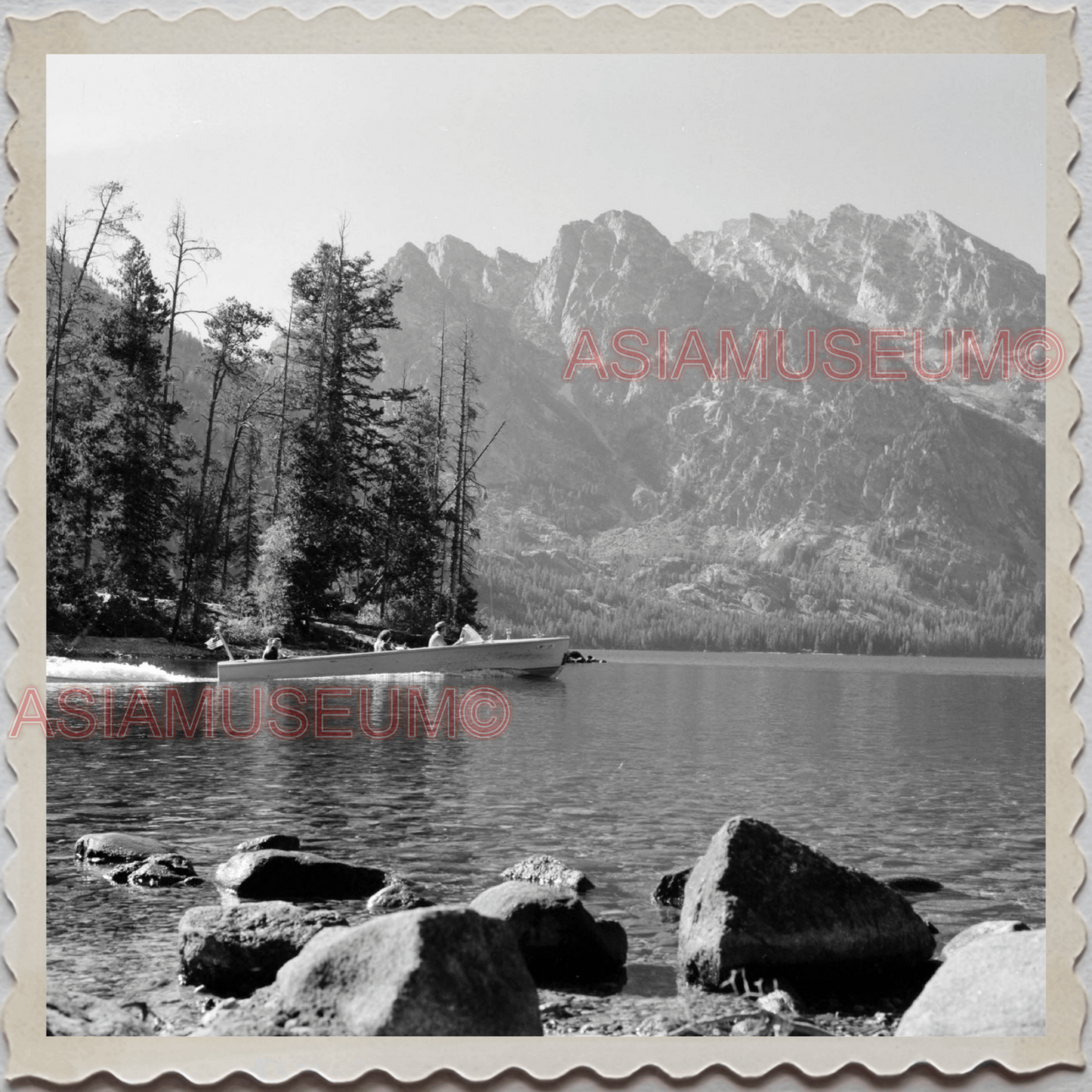 50s GRAND TETON NATIONAL PARK JACKSON HOLE WYOMING LAKE VINTAGE USA Photo 11942