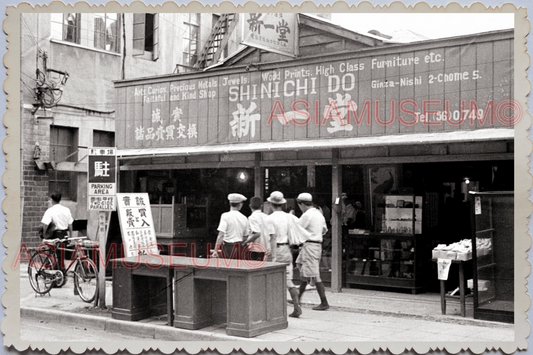 50s JAPAN TOKYO FURNITURE STORE BICYCLE ADS STREET SCENE Old Vintage Photo 25315