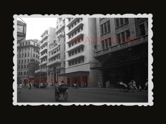 1940s RICKSHAW TRAM Des Voeux Road Vintage B&W Old Hong Kong Photograph #1673