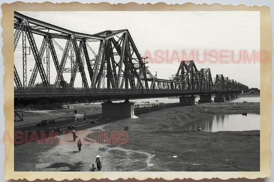 40s WW2 Vietnam HANOI LONG BIEN BRIDGE RED RIVER TRAIN RAIL Vintage Photo 04310