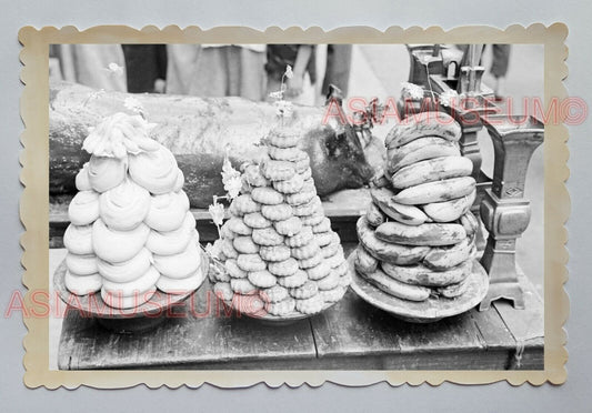 STREET FOOD STALL DISPLAY FRUIT ROASTED PIG VINTAGE HONG KONG Photo 18386 香港旧照片