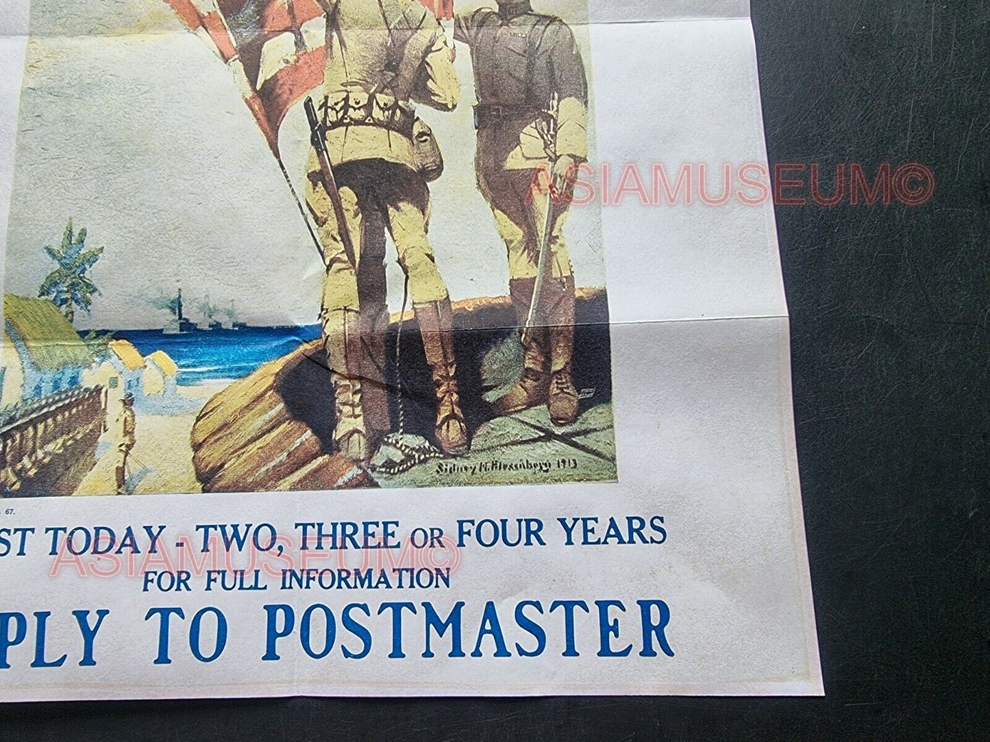 1944 WW2 USA AMERICA ALLIES FORCES MARINES NAVY FLAG SHIP ARMY PROPAGANDA POSTER