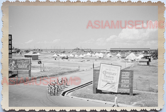 WW2 Miltary Troops Camp Advertisement Sign War Vintage B&W Singapore Photo 17638