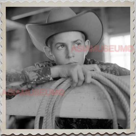 50s AUGUSTA KRONE RANCH COWBOY PORTRAIT BOY VINTAGE OLD USA AMERICA Photo 10781