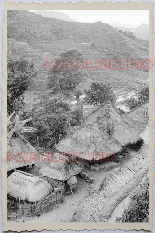 50s PHILIPPINES LUZON CORDILLERA STILT HOUSE HUT STRAW HILL Vintage Photo 24308