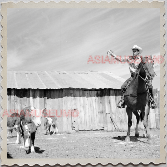 40s AUGUSTA KRONE RANCH COWBOY BOY LASSO COW VINTAGE OLD USA AMERICA Photo S8650