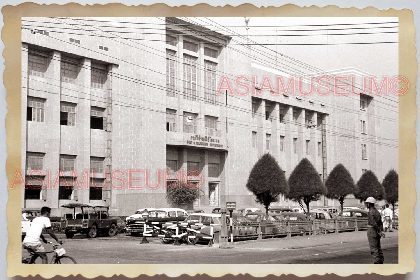 50s THAILAND BANGKOK PAT PONG ROAD POST TELEGRAPH OFFICE CAR Vintage Photo 28543