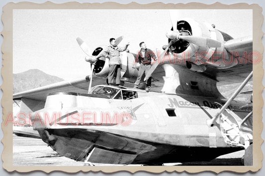40's MACAU MACAO Air Transport Airplane Water Aircraft Vintage Photo 澳门旧照片 28137