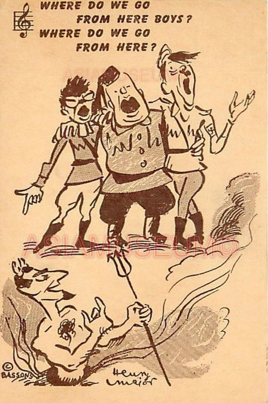 1945 WWii USA COMIC CARTOON CARICATURE FUNNY MUSIC DEVIL WAR PROPAGANDA Postcard