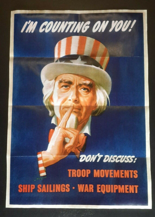 1942 WW2 USA AMERICA SHIP TROOPS CARELESS TALK WAR COST LIVES PROPAGANDA POSTER