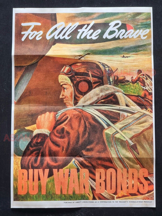 1942 WW2 USA AMERICA WAR BONDS PILOT AIRCRAFT AIR FORCE PLANE PROPAGANDA POSTER