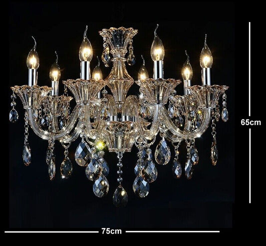 Antique European Italian French CHANDELIER K9 Crystal Cognic Amber 8 ARM Lite