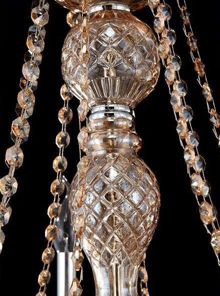 Antique European Italian French CHANDELIER Crystal Silver Champagne 6 Arm Light