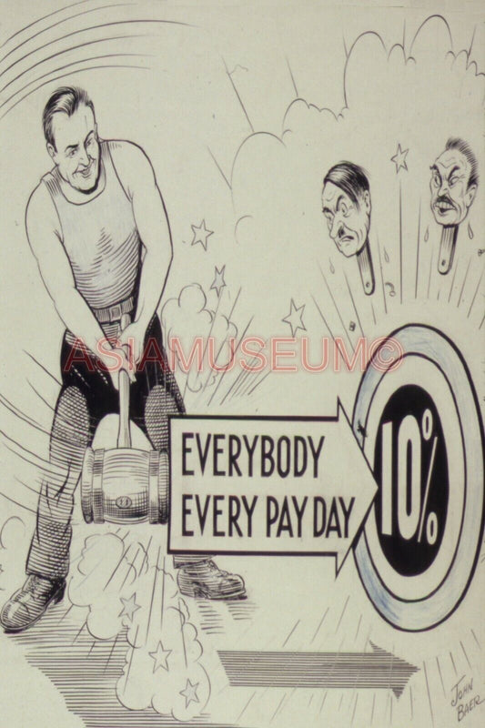 1942 WWii USA BUY WAR BONDS LOAN ALLIES COMIC JAPAN TOJO PROPAGANDA Postcard