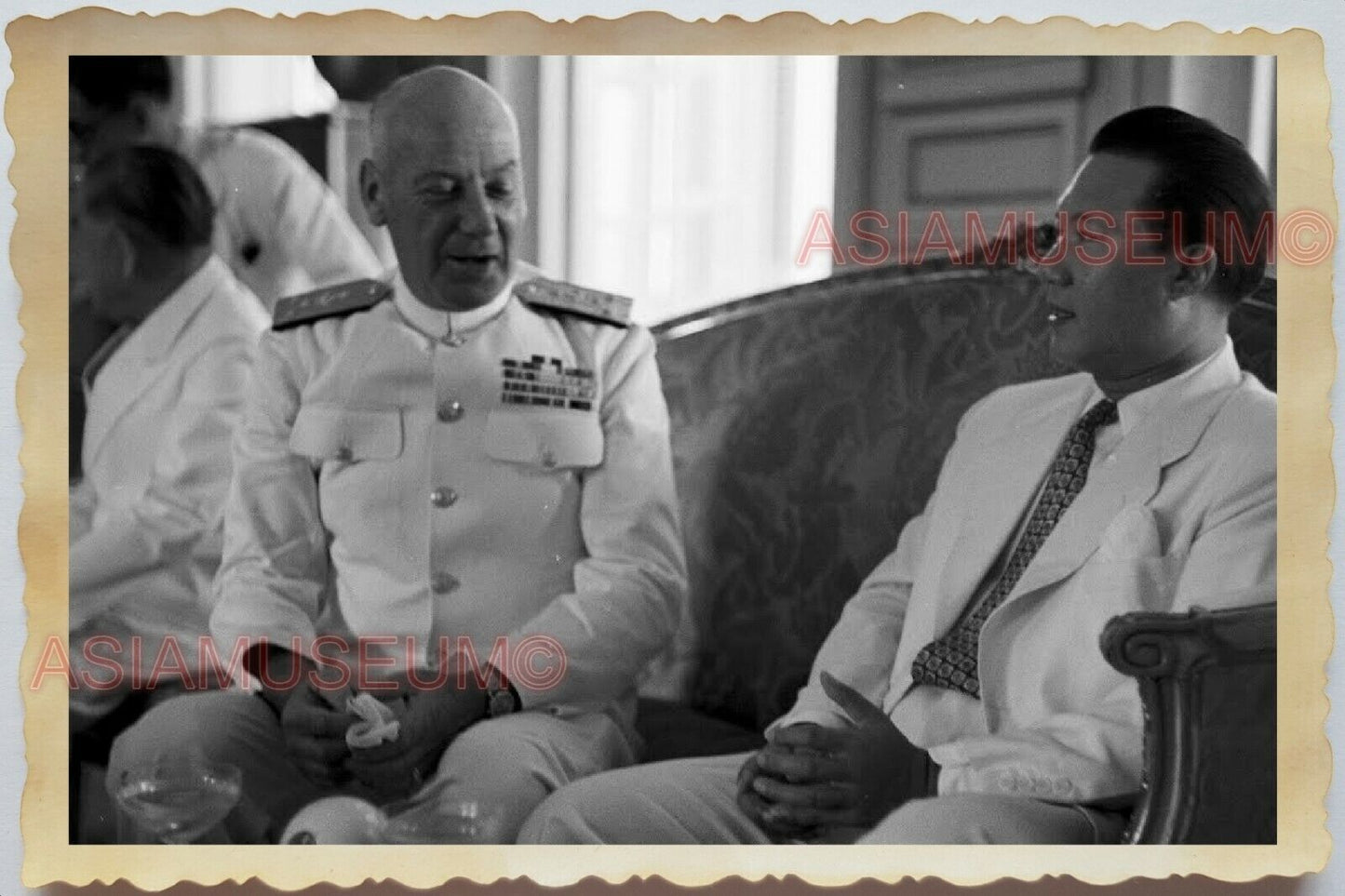 50s Vietnam EMPEROR BAO DAI FRENCH GENERAL ARMY SAILOR SHIP Vintage Photo 1268