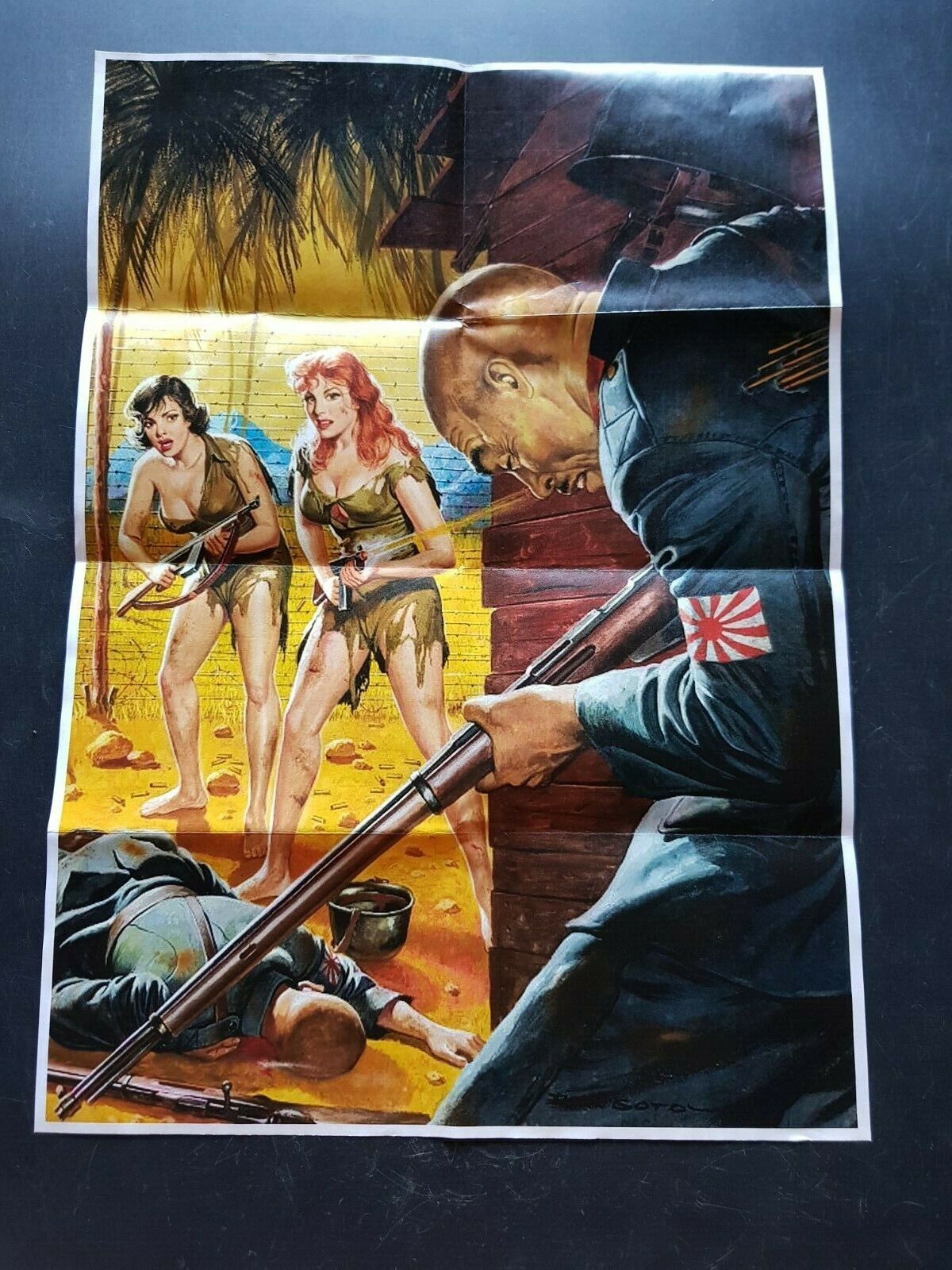 1943 WW2 AMERICA SEXY WOMEN LADY GIRL ARMY JAPAN WAR ART FLAG PROPAGANDA POSTER