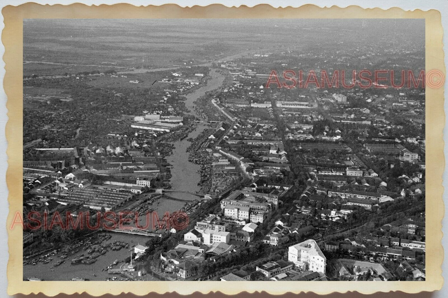 50s Vietnam SAIGON MEKONG RIVER HO CHI MINH AERIAL VIEW MAP Vintage Photo #1613