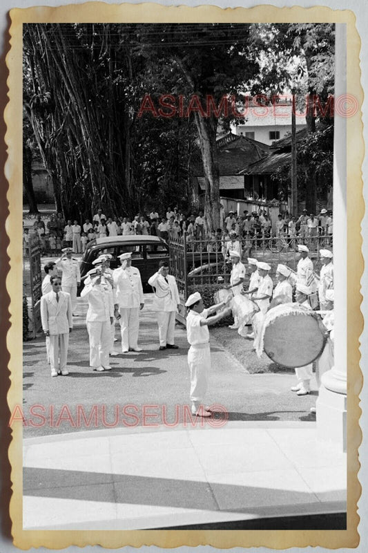 40s Vietnam War SAIGON BAND CITY HALL FRANCE GENERAL ARMY CAR Vintage Photo 1387