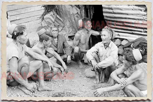 50s PHILIPPINES LUZON IGOROT MEN MOUNTAIN TRIBE HOUSE HUT  Vintage Photo 24251