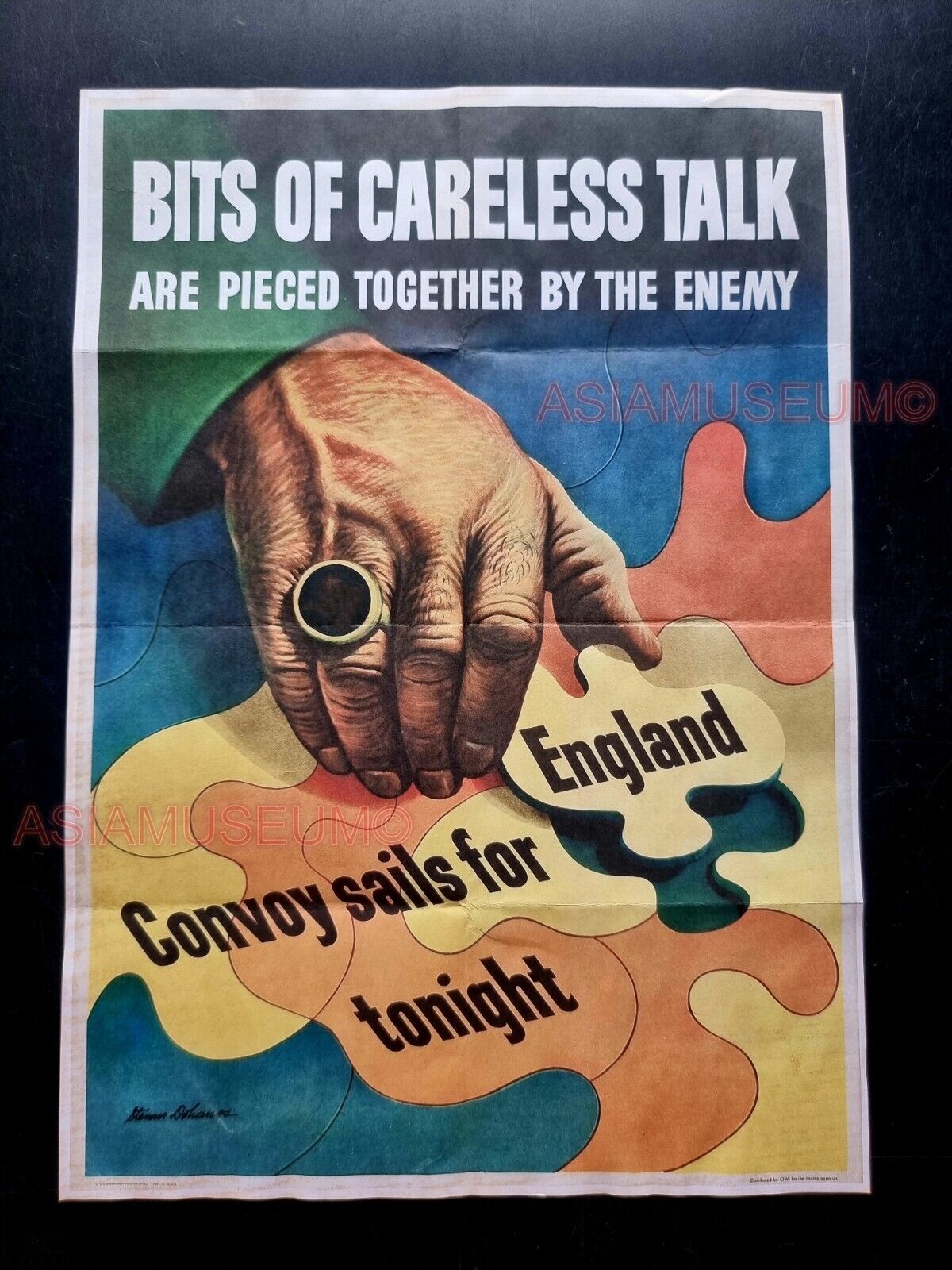 1942 WW2 USA BITS OF CARELESS TALK COST LIVES EUROPE MAP PROPAGANDA POSTER 547