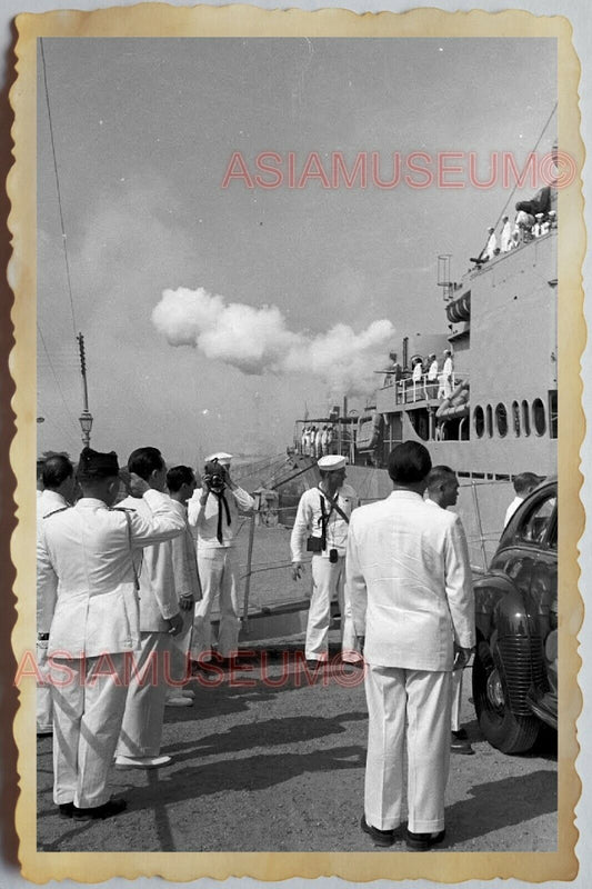 50s Vietnam SAIGON NAVY WARSHIP GENERAL CAPTAIN SAILOR CRUISE Vintage Photo 455