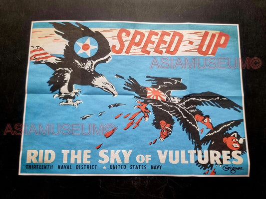 1943 WW2 USA COMIC VULTURE JAPAN FLAG NAVY TOJO CARICATURE PROPAGANDA POSTER 590