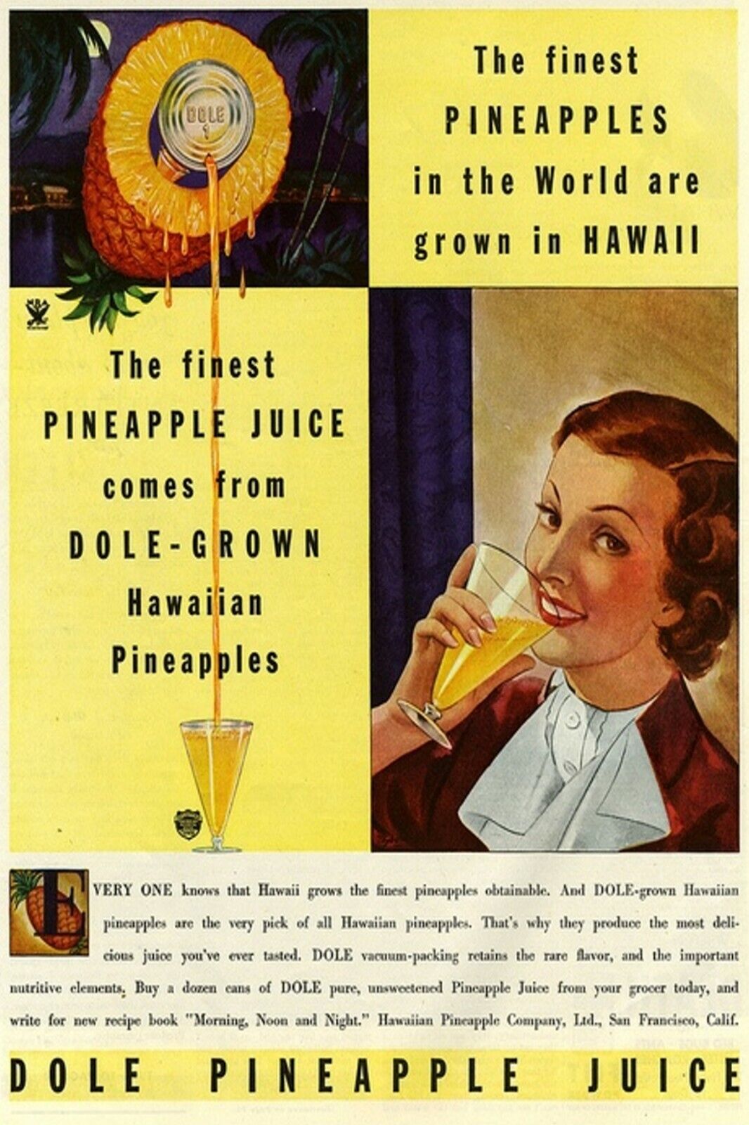 1950s 60s Dole Pineapples Hawaiian Juice Women Sexy Lady Vintage Postcard #44