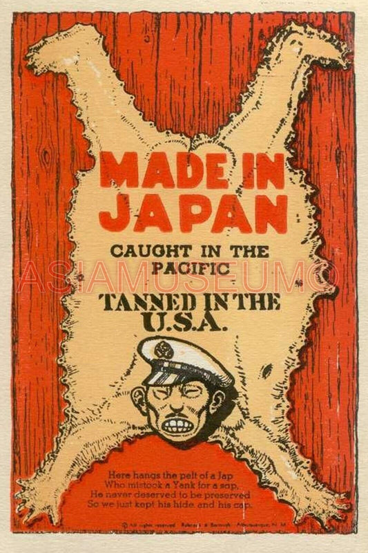 1943 WW2 USA AMERICA JAPAN TOJO HIROHITO CAUGHT SKIN BATTLE PROPAGANDA Postcard